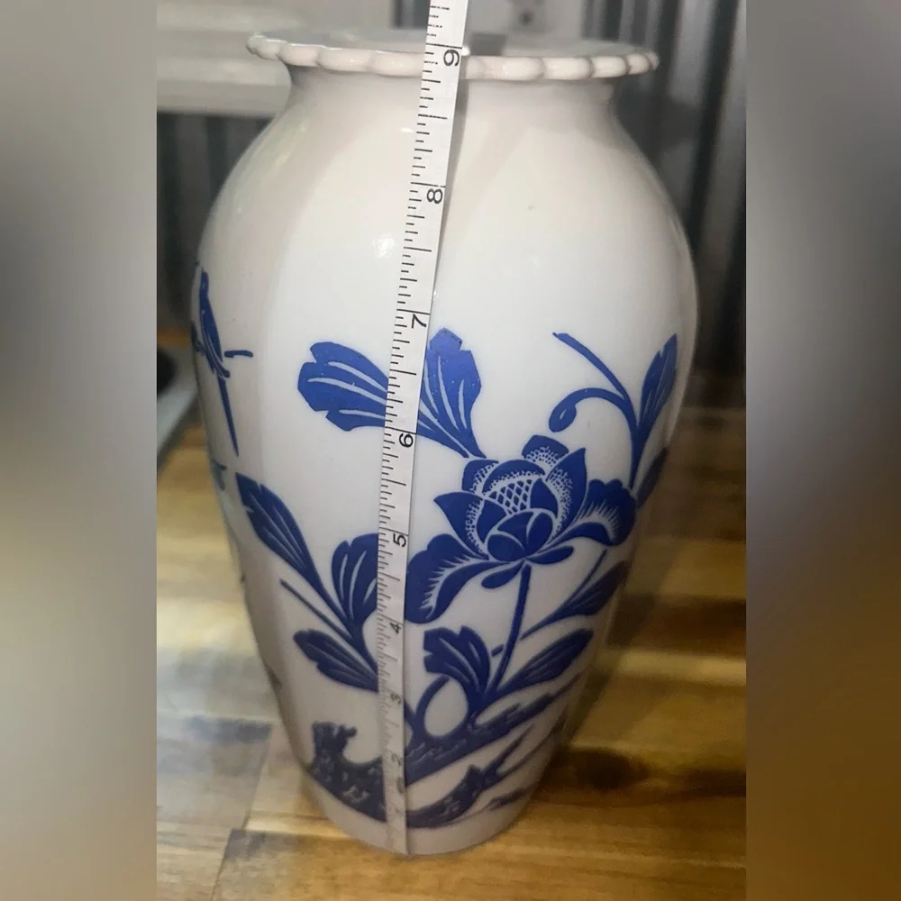 VTG 1940s White & Blue Anchor Hocking Vitrock Milk Glass
Flowers Birds EUC - Picture 4 of 13